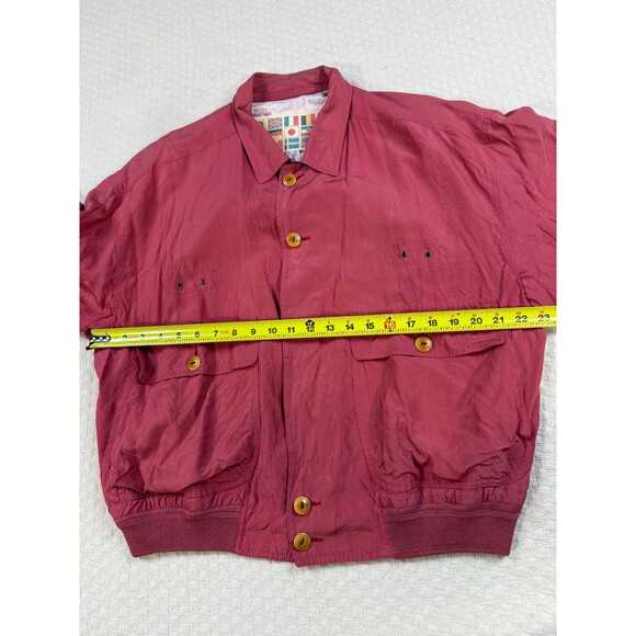 Vintage Silk Golf Jacket Button Up Lined Red 1960's Made in Italy | Size IT 50 - Picture 14 of 15
